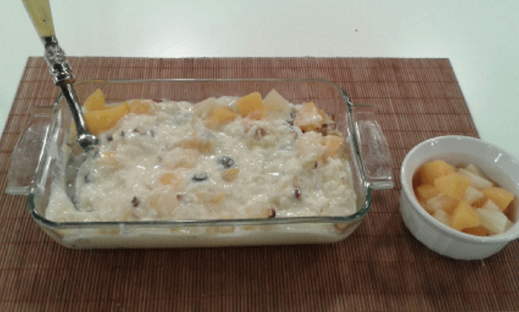 Arroz con leche al horno con duraznos y ananá REVELACIÓN